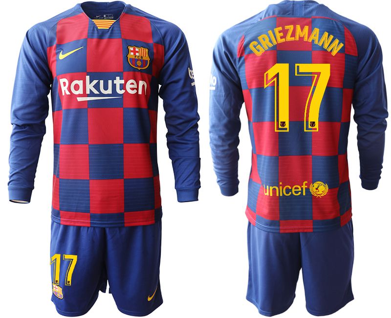 Men 2019-2020 club Barcelona home long sleeve #17 blue Soccer Jerseys->barcelona jersey->Soccer Club Jersey